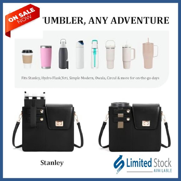 Waterproof Crossbody Cup Holder Bag with Adjustable Strap for 40oz Tumblers - Picture 5 of 8